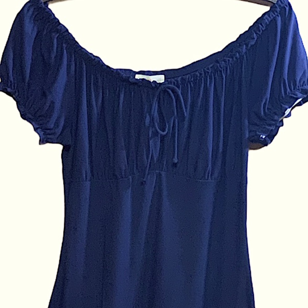 Super Cute Navy Off The Shoulder Dress - Picture 2 of 4